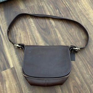 Vintage Brown Leather Coach Purse with Flap